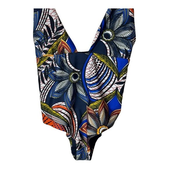 Zara Swimsuit Womens Small Blue Floral Print‎ Tropical One Piece Bathing Suit - Picture 7 of 11
